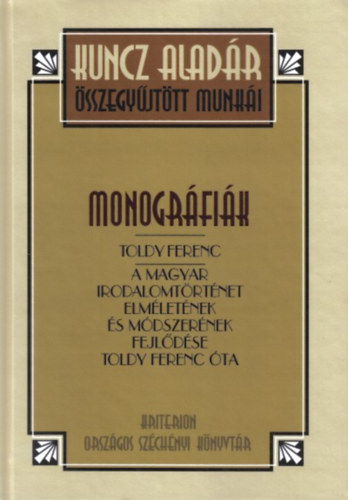 Monográfiák – Kuncz Aladar borító