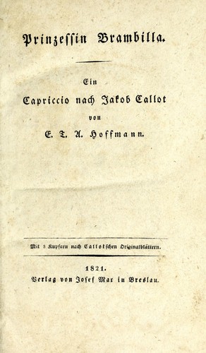 Brambilla hercegnő – E. T. A. Hoffmann borító